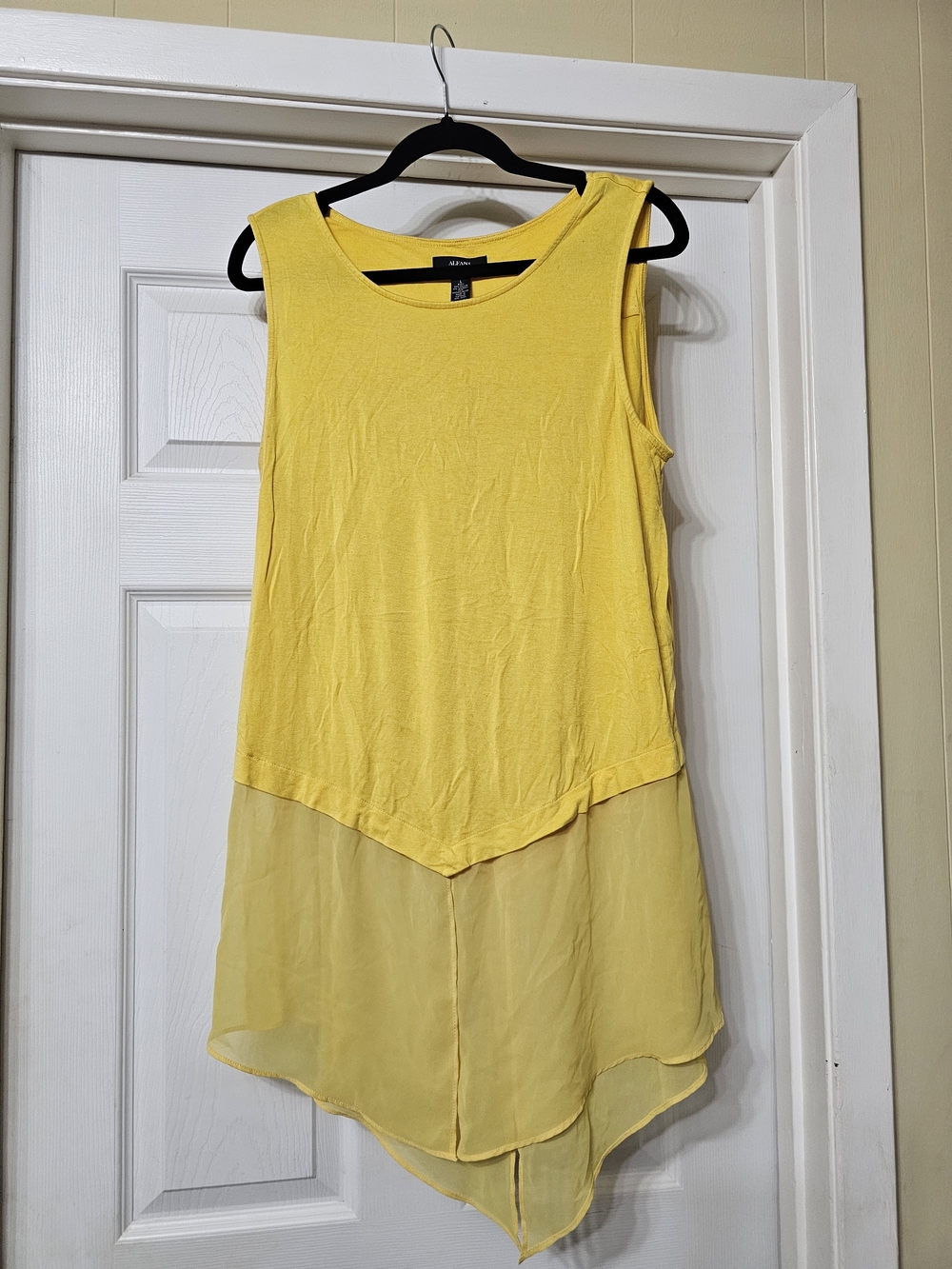 Alfani Yellow Layered Hem Tank Top